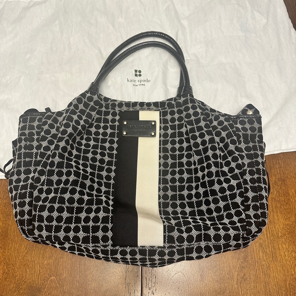 Kate Spade Black and Cream Patterned Shoulder Bag Stevie Bag